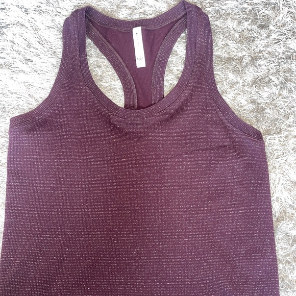 Athleta Spiced Cabernet Sparkle Momentum Seamless Racerback Tank Top - Picture 5 of 8